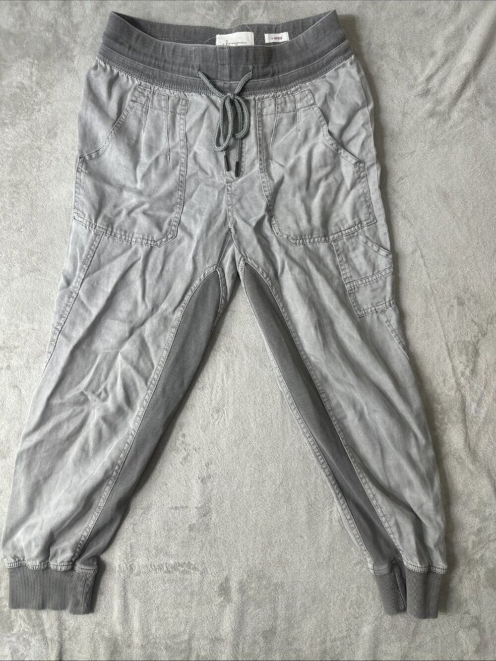 Anthro The Nomad Gray Jogger Pants Drawstring Utility Cropped Size S